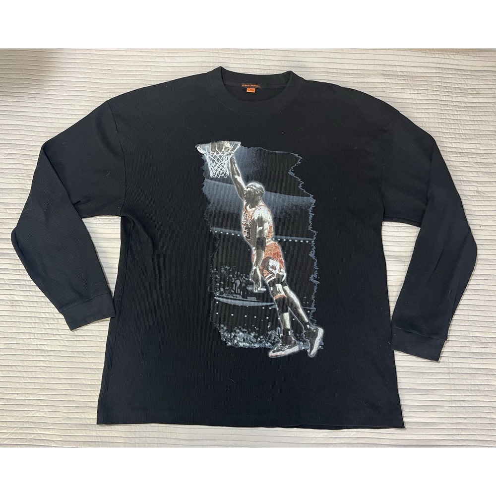 Vtg Members Property Michael Jordan Y2K Waffle Knit Long Sleeve Shirt Mens 3XL